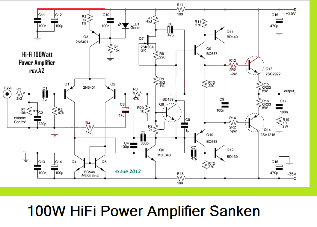 100W HiFI power Amplifier Sanken Circuit chart.png